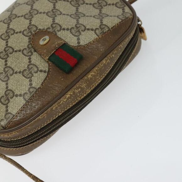 GUCCI GG Supreme Web Sherry Line Bag Pvc Beige Gold 89 02 066 - Picture 6 of 12